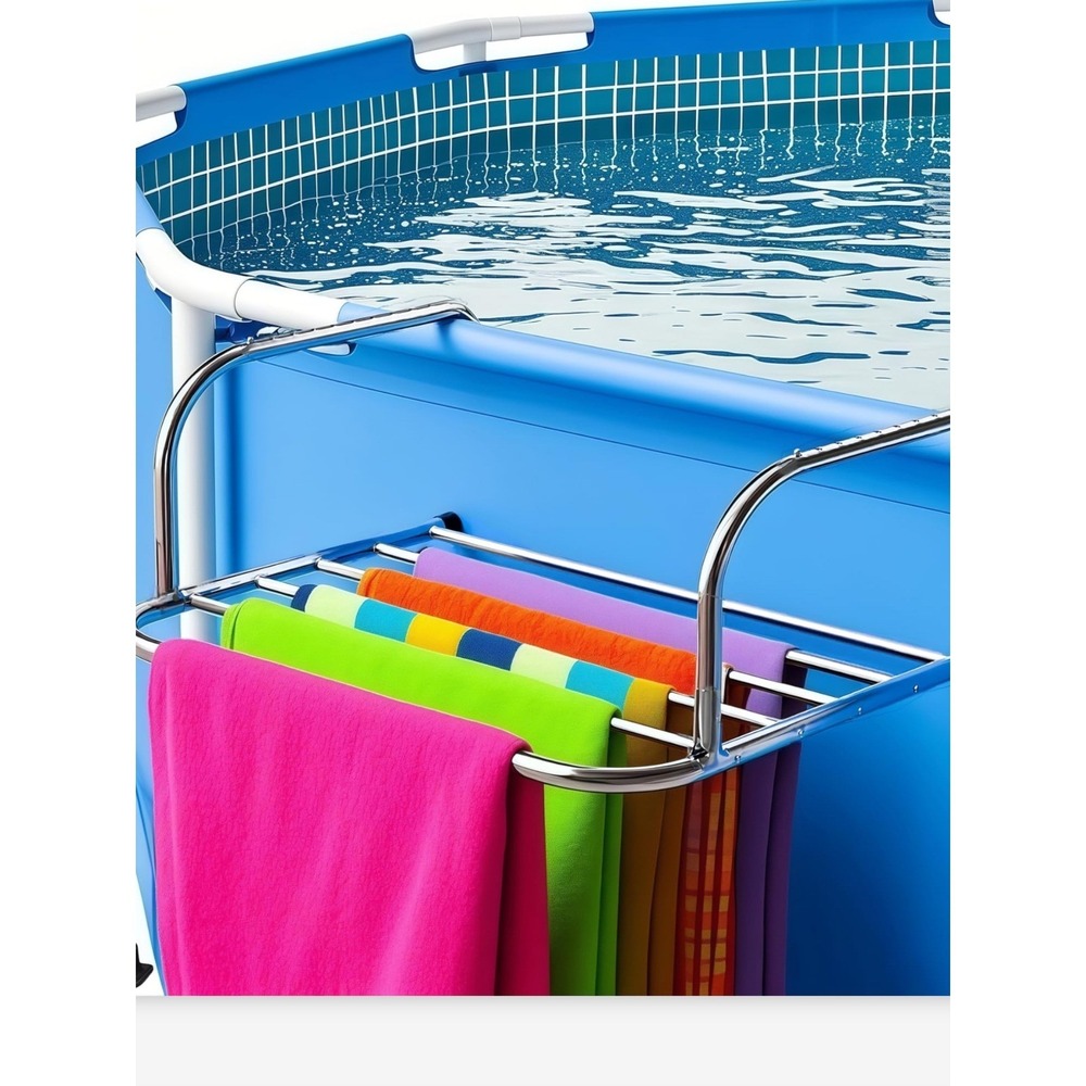 Pool Towel Rack Over The Pool Side Hanger‎ Stainless Steel Organizer
